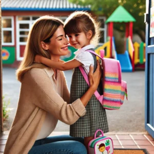 pożegnanie dziecka przed wejściem do przedszkola